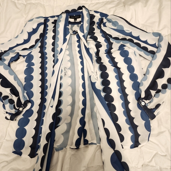 Pink Tartan Tops - PINK TARTAN Blouse with Ties, Blue and White, Size 4 (but Fits a bit Larger) EUC